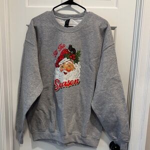 Gildan Gray Holiday Sweatshirt with Santa Graphic